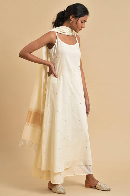 Ecru Slip kurta Set With Inner - wforwoman