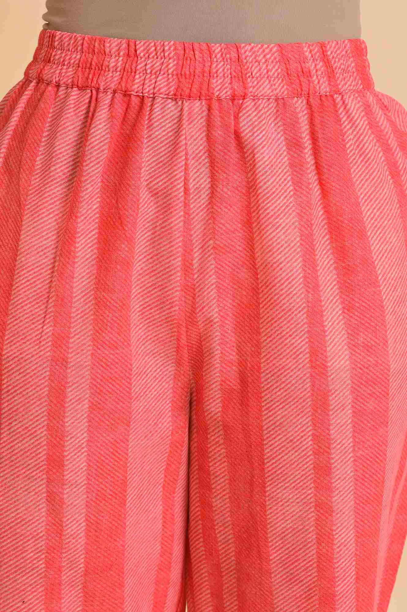 Light Red Printed kurta, Pants &amp; Dupatta Co-Ord Set - wforwoman