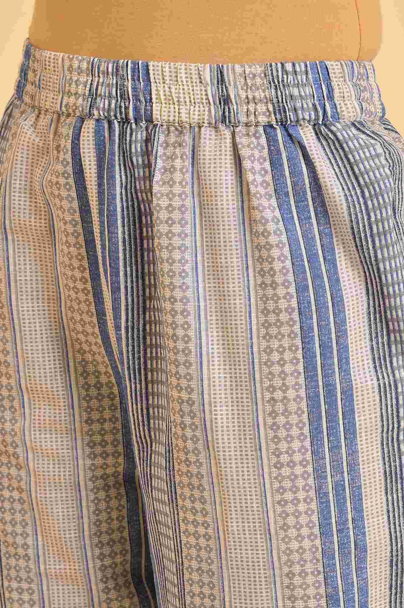 Ecru Bird Printed kurta, Straight Pants And Dupatta Set - wforwoman