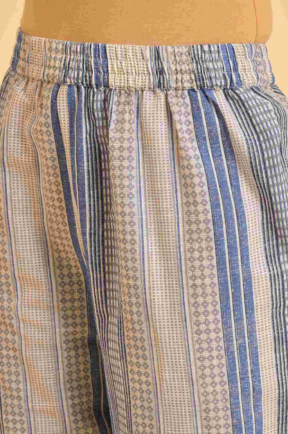 Ecru Bird Printed kurta, Straight Pants And Dupatta Set - wforwoman