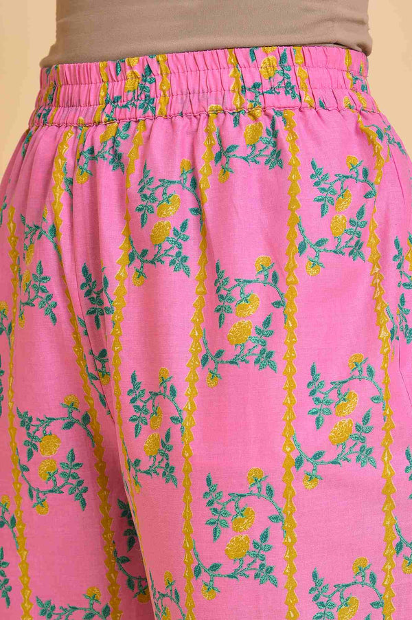 Pink Floral Printed kurta, Pants & Dupatta Set