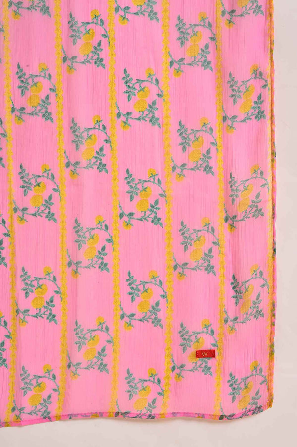 Pink Floral Printed kurta, Pants & Dupatta Set