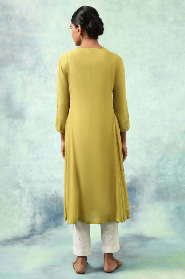 Green Flared Chikankari kurta In Rayon Crepe