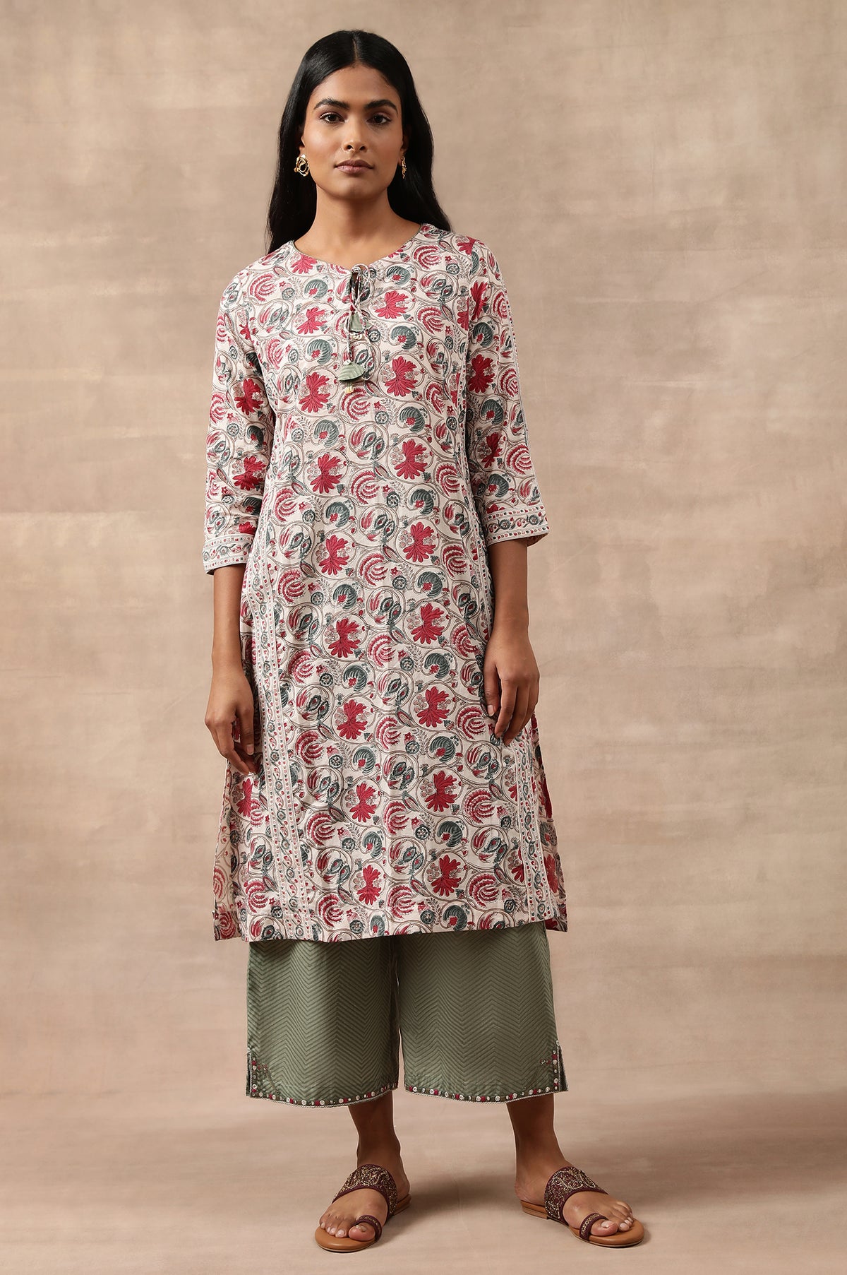 Floral Hand Block Print Cotton kurta - XS