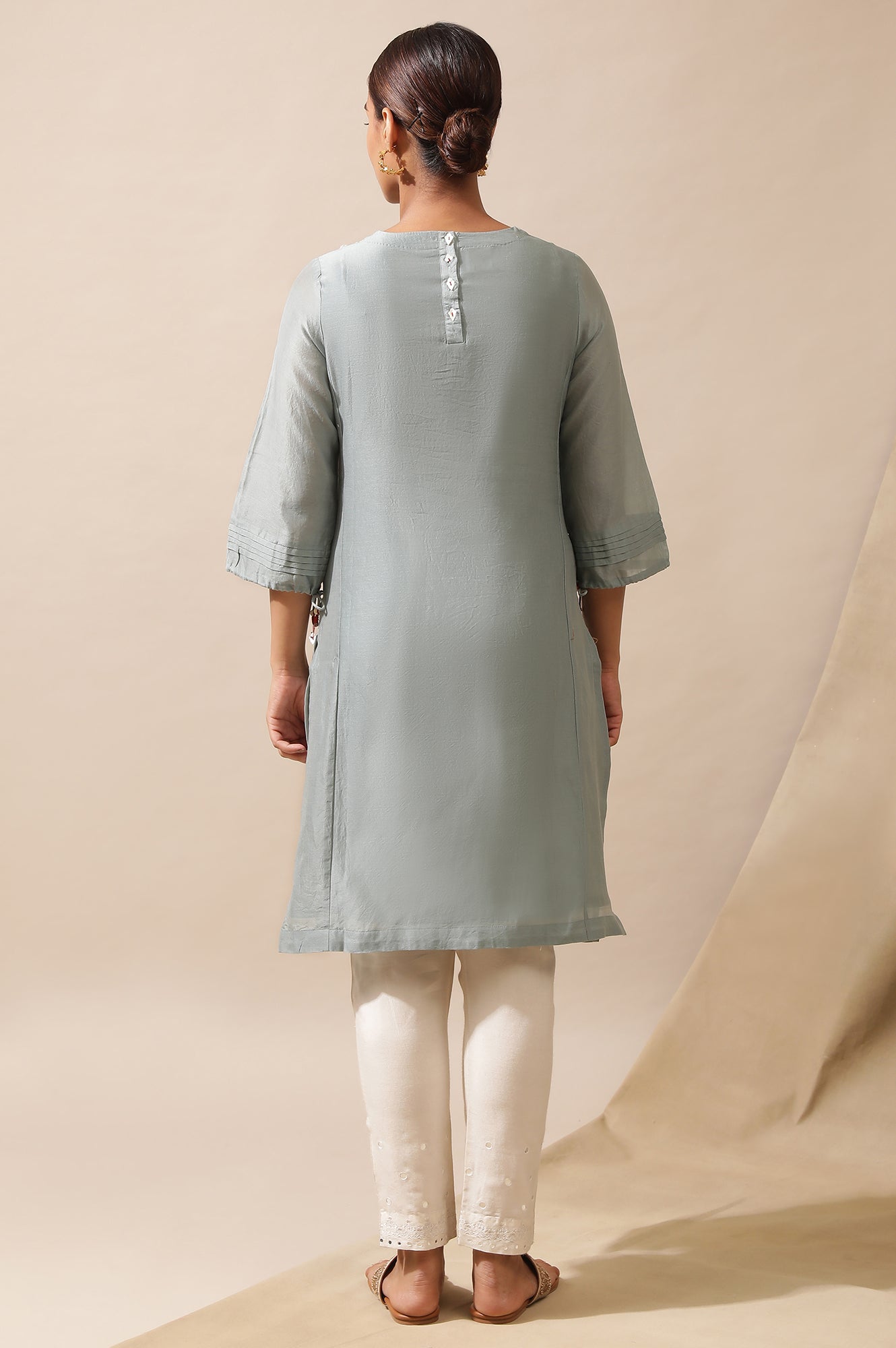 Grey Mist Cotton Silk Chikankari Kurta