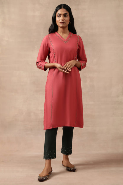 Bead Embroidered Viscose Silk Tussar kurta