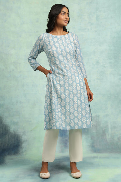 Blue Hand Block Print kurta