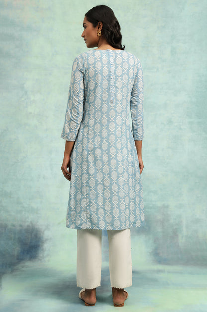 Blue Hand Block Print kurta