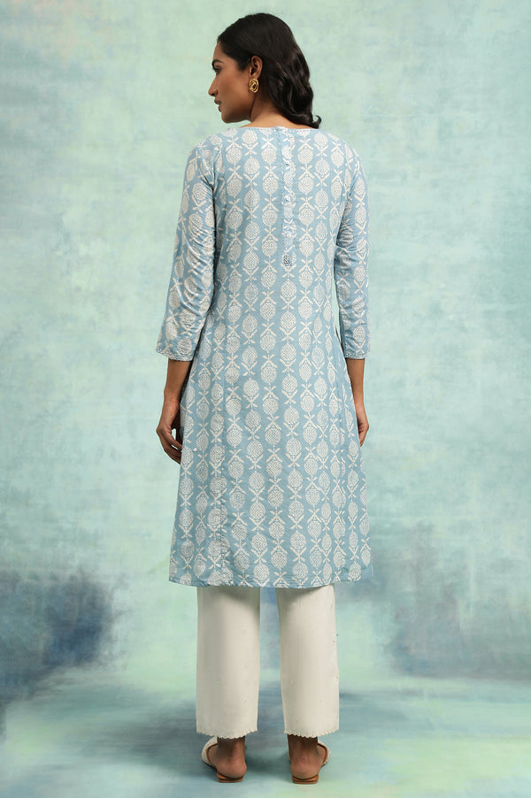 Blue Hand Block Print kurta