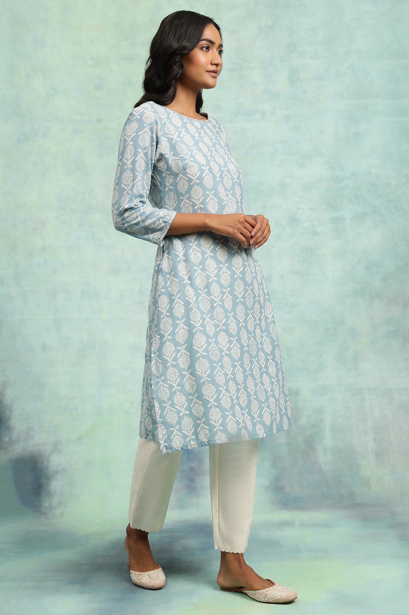 Blue Hand Block Print kurta