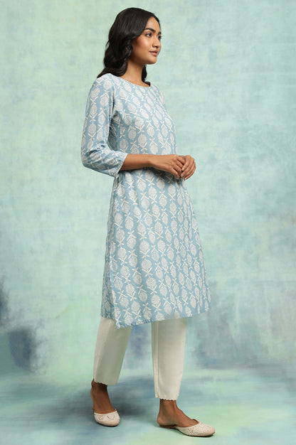 Blue Hand Block Print kurta