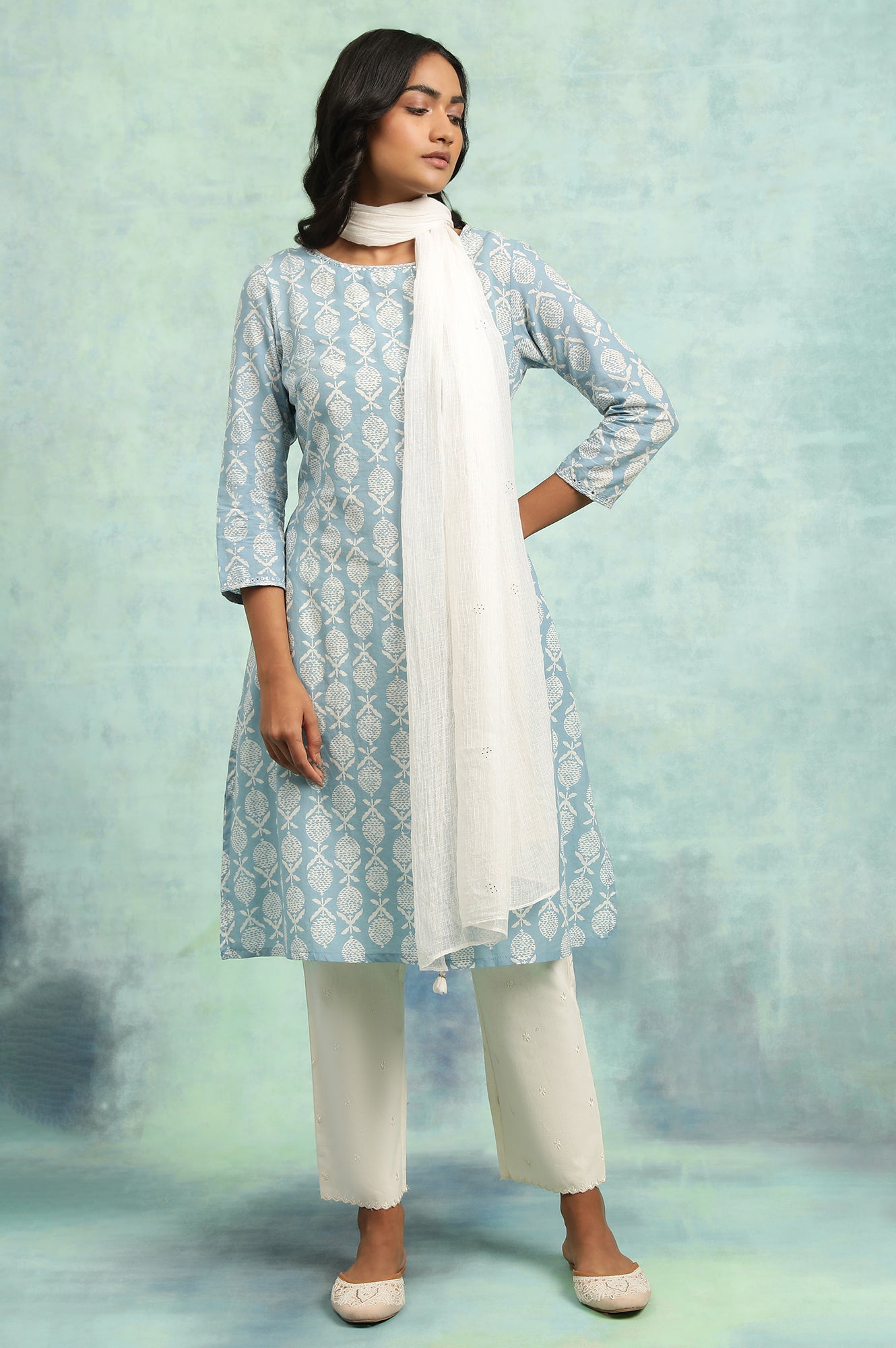 Blue Hand Block Print kurta