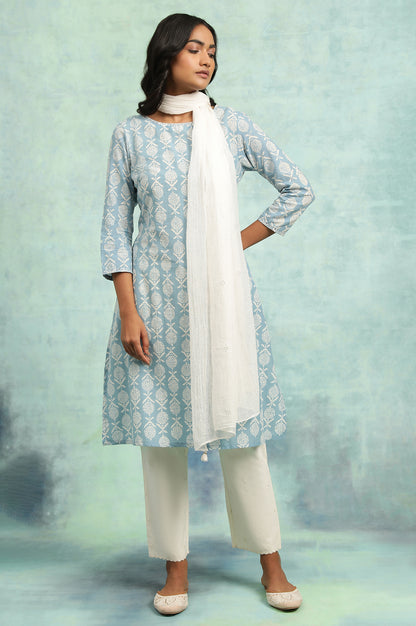 Blue Hand Block Print kurta