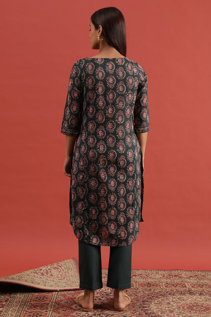 Green All-Over Buti Hand Block Print Kurta