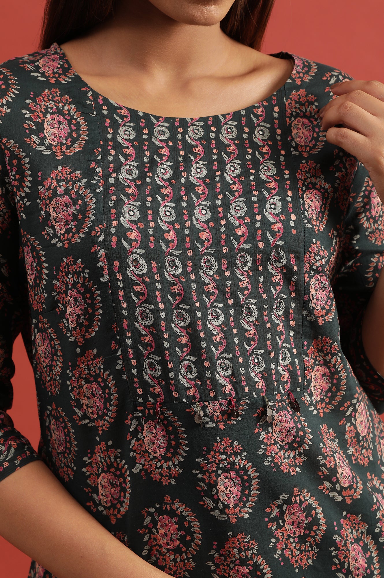 Green All-Over Buti Hand Block Print Kurta