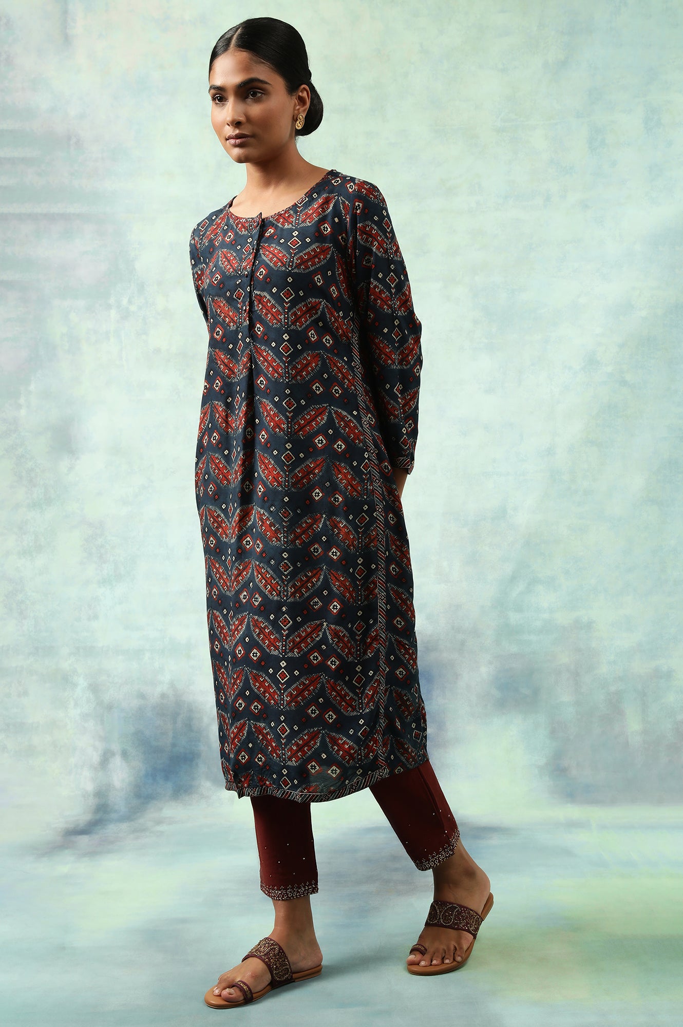 Indigo Blue Ajrakh Print kurta