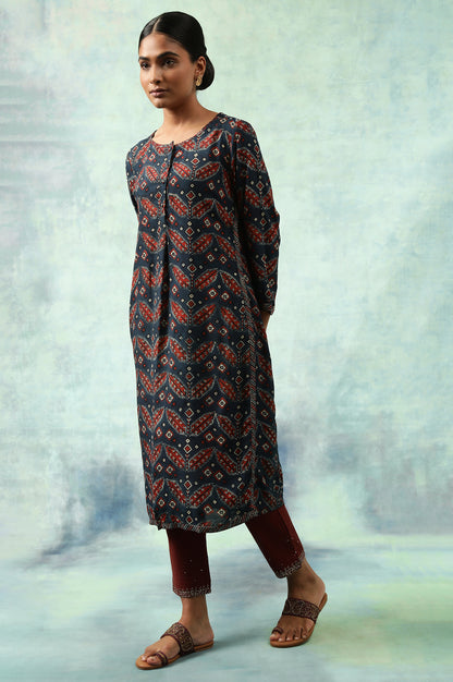 Indigo Blue Ajrakh Print kurta