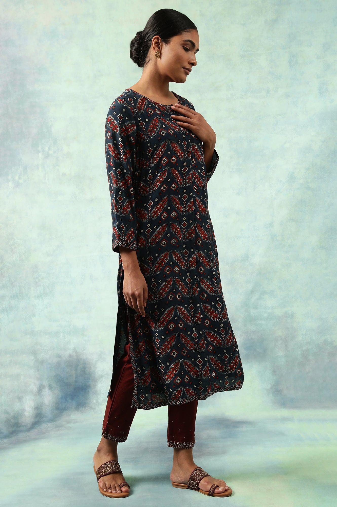 Indigo Blue Ajrakh Print kurta
