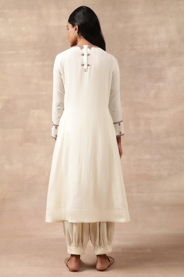 Aari Embroidered Flared kurta In Cotton Voile