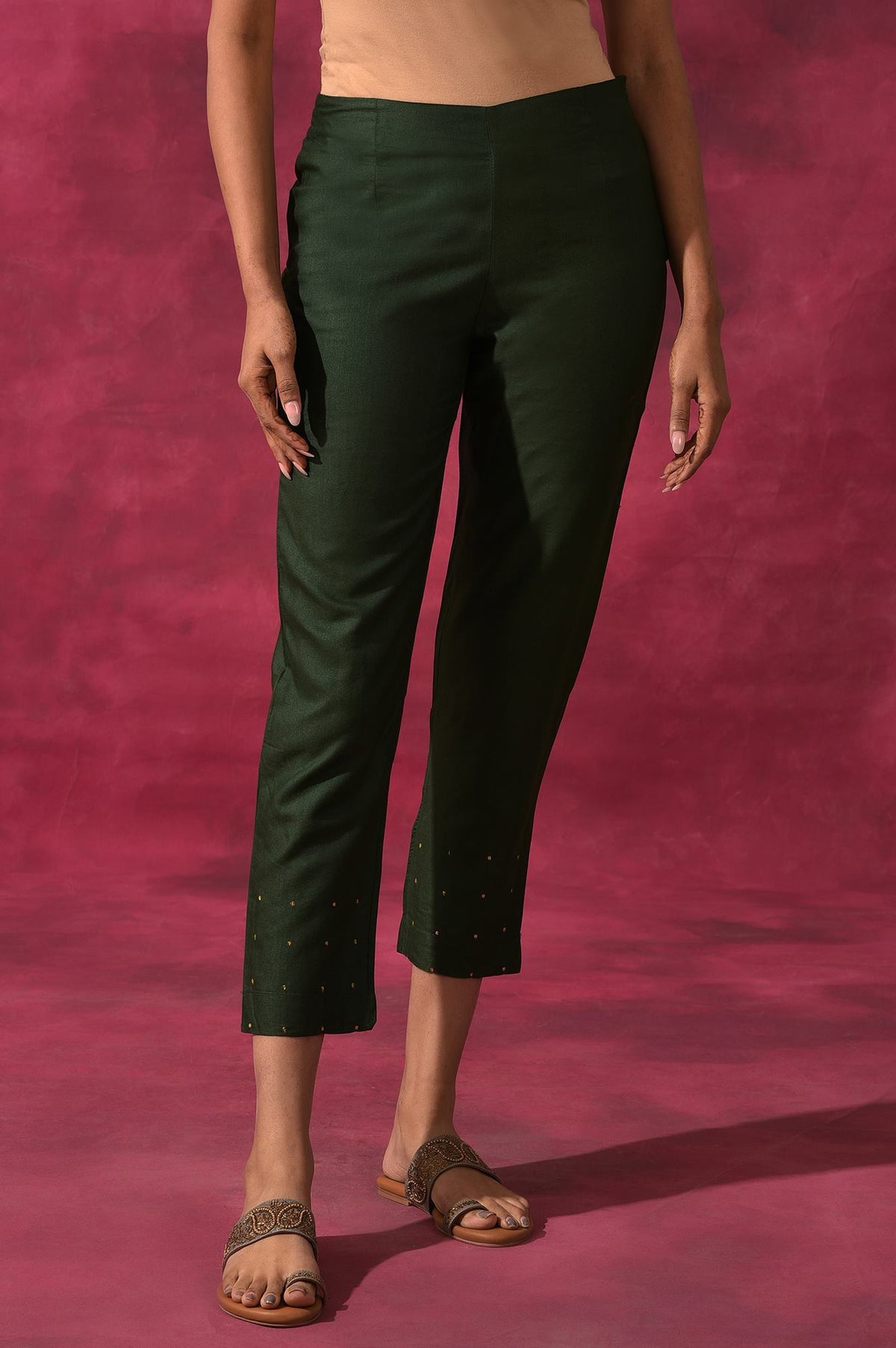 Jungle Green Slim Pants - XS