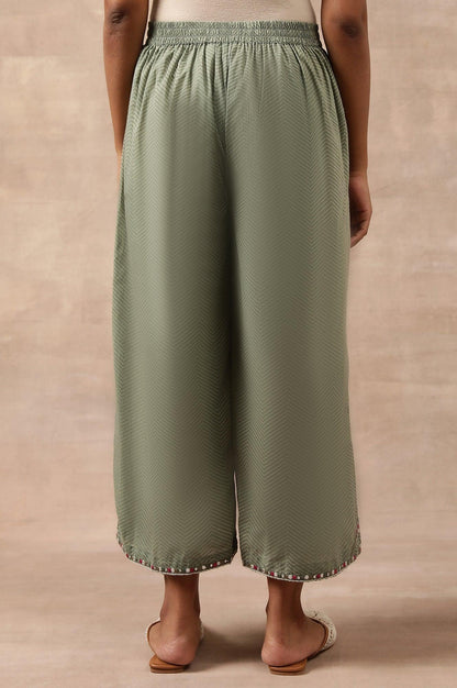 Olive Green Chevron Print Parallel Pants - wforwoman