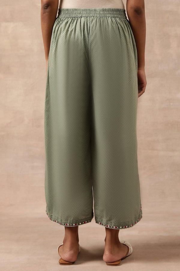 Olive Green Chevron Print Parallel Pants