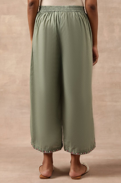 Olive Green Chevron Print Parallel Pants
