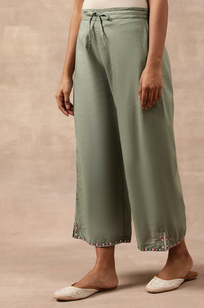 Olive Green Chevron Print Parallel Pants