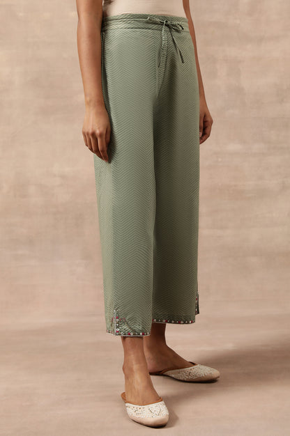 Olive Green Chevron Print Parallel Pants