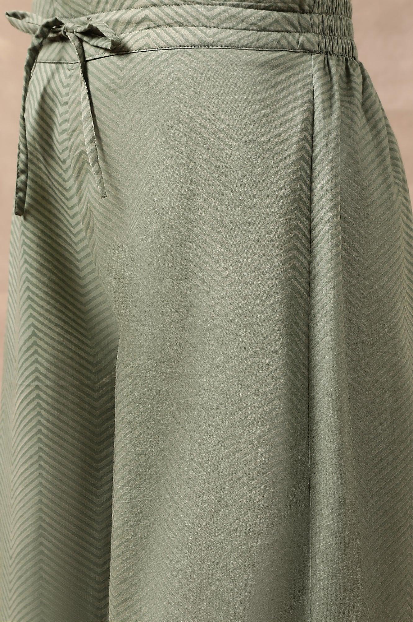 Olive Green Chevron Print Parallel Pants - wforwoman