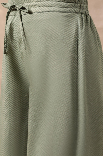 Olive Green Chevron Print Parallel Pants - wforwoman