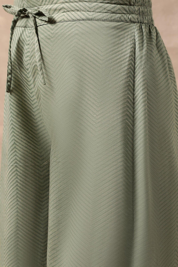 Olive Green Chevron Print Parallel Pants