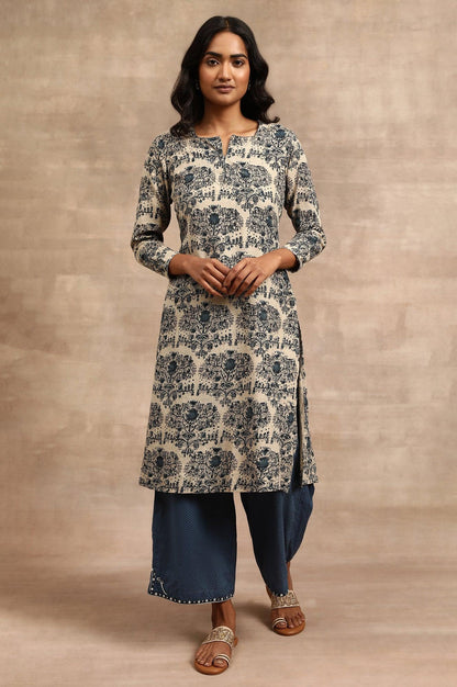 Indigo Chevaron Print Parallell Pants - wforwoman