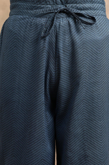Indigo Chevaron Print Parallell Pants - wforwoman