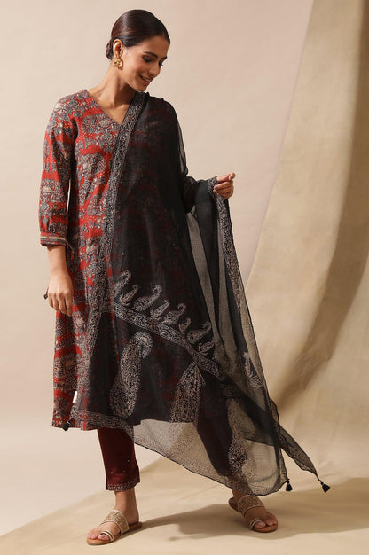 Purple Slim Pants In Silk Viscose Tussar - wforwoman