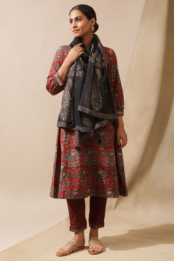 Purple Slim Pants In Silk Viscose Tussar