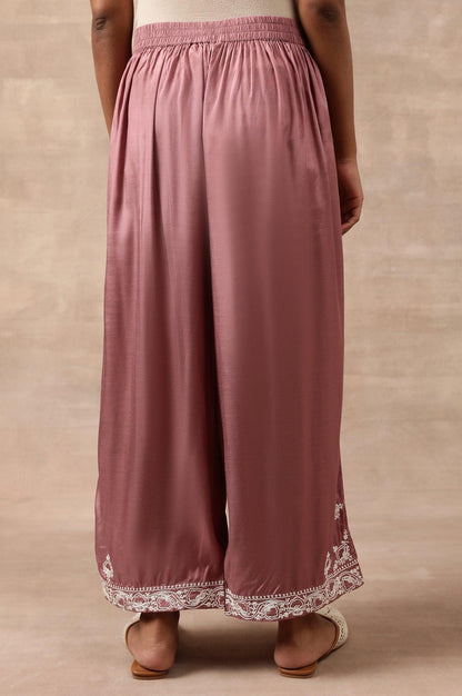 Pink Parallel Pants With Dori Embroidery At Hem - wforwoman