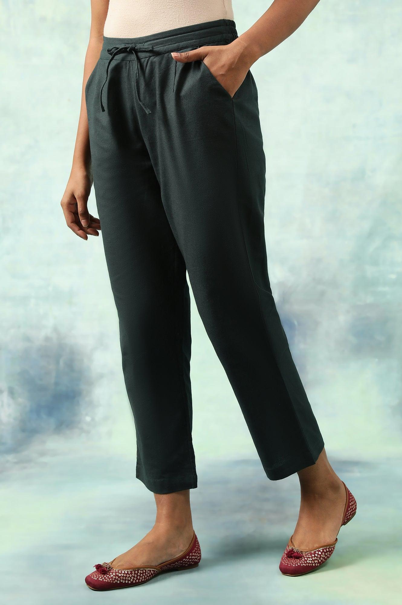 Sea Moss Straight Pants In Cotton Flax - wforwoman