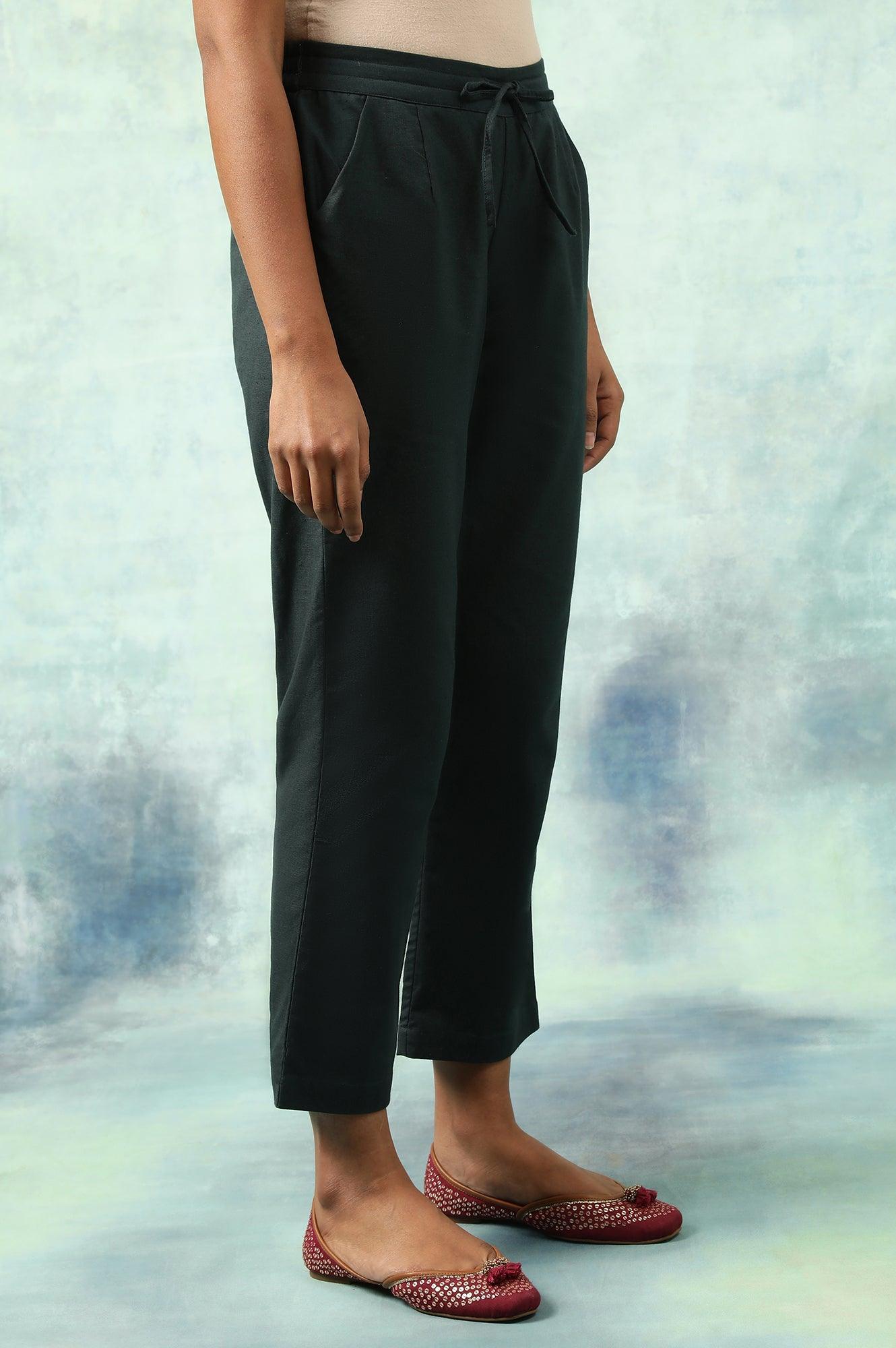 Sea Moss Straight Pants In Cotton Flax - wforwoman