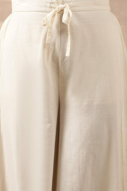 Ecru Solid Flared Pants - wforwoman