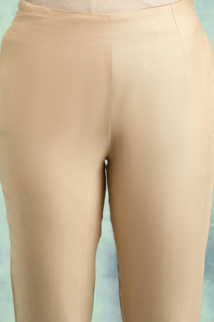 Beige Solid Slim Pants