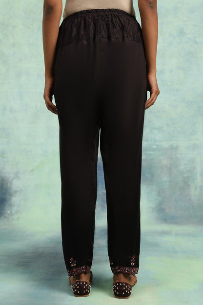 Cofee Brown Solid Salwar With Mirror Work Embroidery At Hem - wforwoman