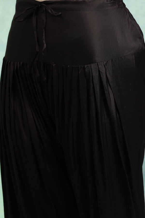 Cofee Brown Solid Salwar With Mirror Work Embroidery At Hem
