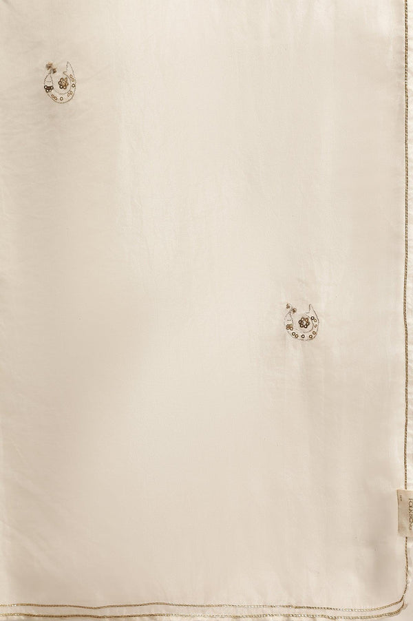 Ecru Solid Silk Organza Drape