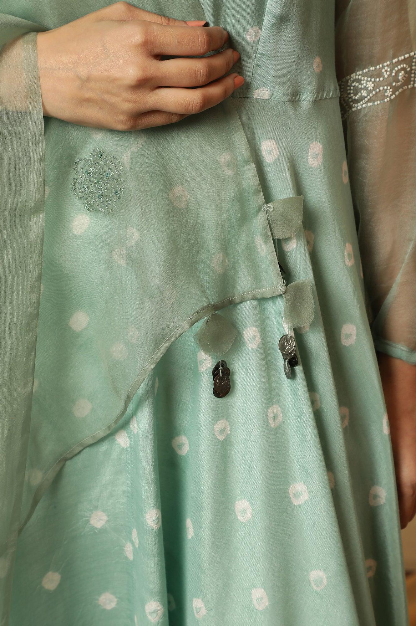 Blue Solid Silk Organza Drape - wforwoman