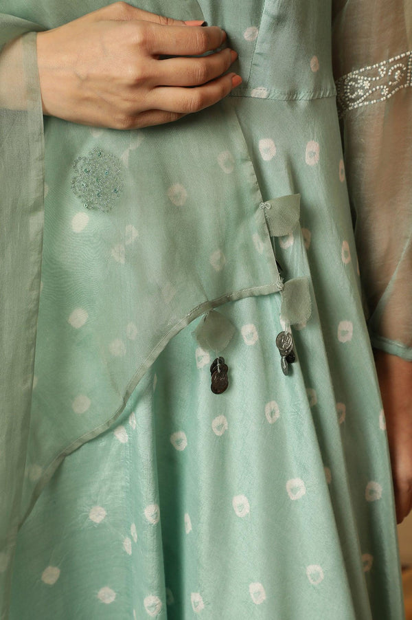 Blue Solid Silk Organza Drape