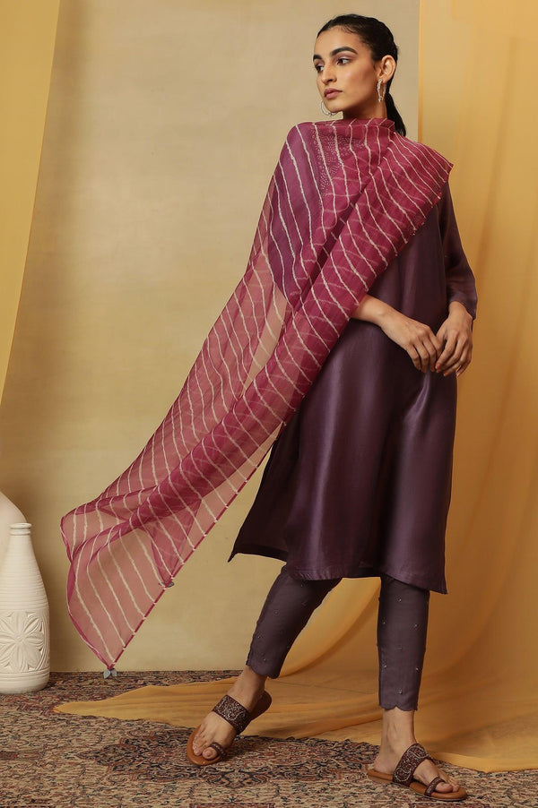 Fuschia Shibori Silk Organza Drape