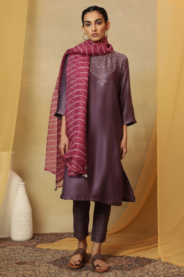 Fuschia Shibori Silk Organza Dupatta