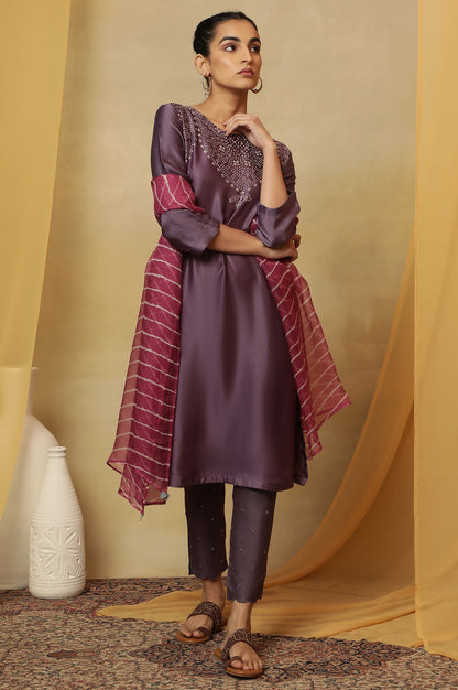 Fuschia Shibori Silk Organza Dupatta