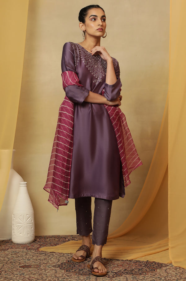 Fuschia Shibori Silk Organza Dupatta